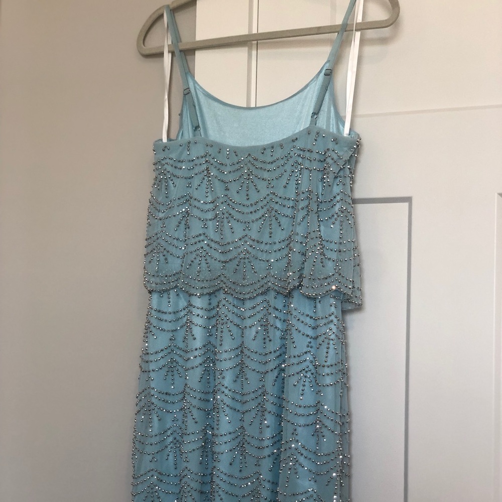 Light Blue Silver Beaded Xscape Dress Size 6 Gem